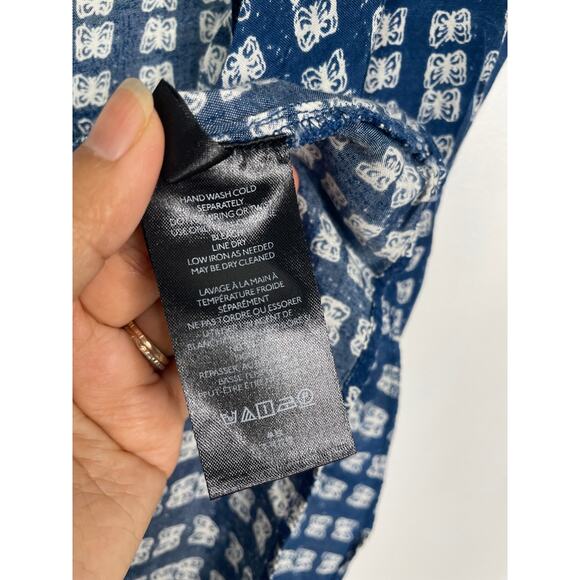 Urban Outfitters Butterfly Print Silver Sun Navy Mini Wrap Dress M - Picture 4 of 7